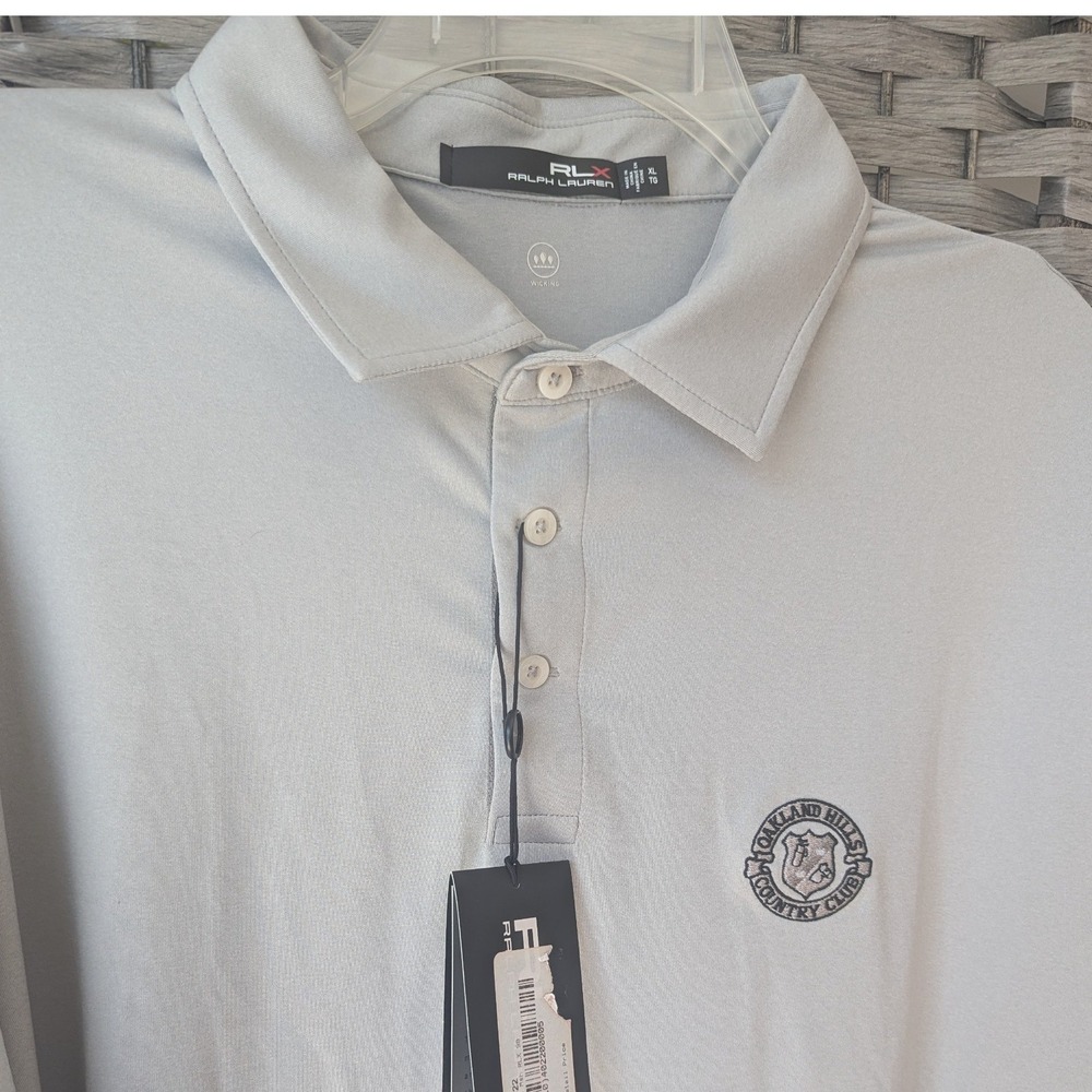 RLX Ralph Lauren Mens Gray Oakland Hills Country Club Golf Polo Shirt XL NWT